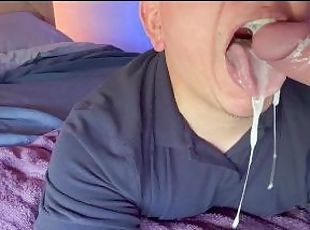 Thick cock blowjob with huge creampie