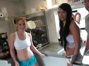 Amateurs strip in the food truck and show bodies