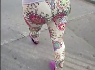 Wife in tight leggings vpl voyeur public