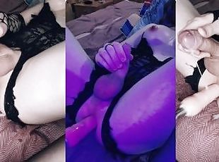 Young sissy girl cums twice from anal fucking by sex machine