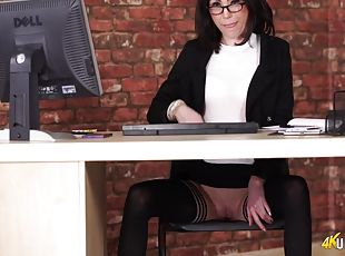Pantyless Office Secretary Encourages You To Wank Off In Her Office