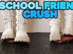 School Friend Crushing and Marching in Painful White Snow Boots - Bootjob, Ballbusting, CBT