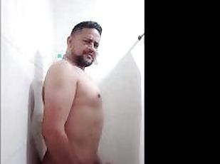 bañando, papá, masturbación, mayor, público, amateur, maduro, chorro-de-corrida, gay, paja