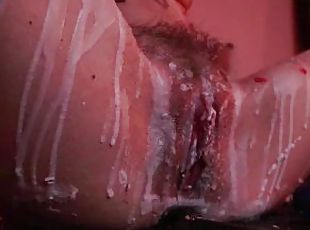 masturbation, orgasm, kvinnligt-sprut, anal, leksak, svart, petit, goth, close-up, halloween