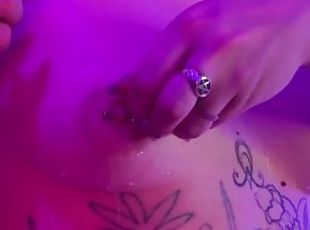 Fetish Ice play, cold on pierced nipples