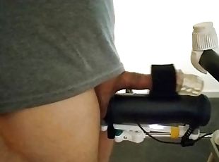 Standing orgasm with a blowjob machine