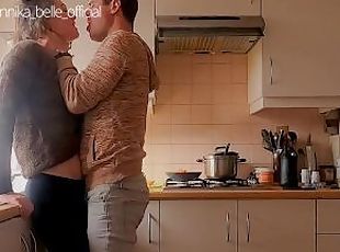 Kitchen make out with stepsister, kissing & fingering - sensual teasing moments