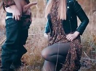 Mein erstes Video mit Ton! Tiefer Blowjob im Wald & riesige Spermaladung im Mund - clothedpleasures