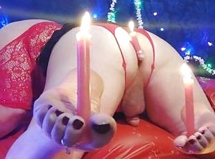 Adult Holiday Background Vid! Forget the Fireplace, Sissy Femboy Candle Holder and Wax Play!