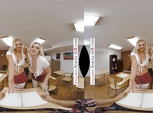 Naughty America - Summer School with 2 students and Naughty Professor - Blonde