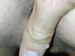 Big cumshot in my wife's open pussy. Inside view of her filled pussy