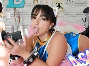 ASMR INTENSE Chun Li cosplay dirty talking and giving a perfect blowjob AHEGAO