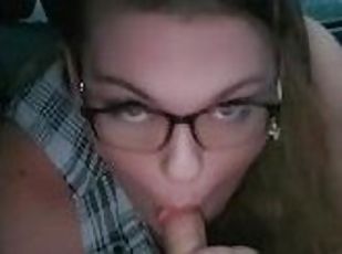 glasögon, utomhus, publik, amatör, avsugning, cumshot, milf, deepthroat, bbw, knubbig