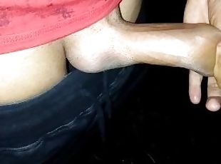 Public night cum in foreskin - uncut teen's cock