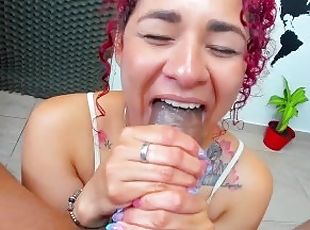 sucking your cock and comparing it with dildo