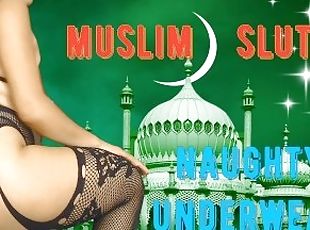 Naughty big ass muslim girl in stockings and thong panties dancing and booty shaking