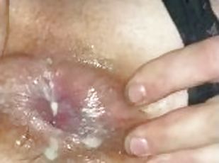 Spun booty bumped sissy husband with gaping creamy manpussy