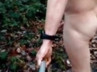 Naked walk in woods