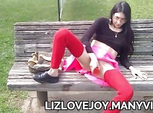 RISKY Dildo Fuck On Public Bench