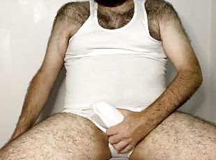 bulging in white briefs