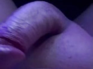 Close-up playing with frenulum until CUM SHOT