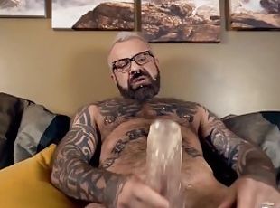 BAREBACKTHATHOLE Hairy Inked DILF Marc Angelo Masturbates