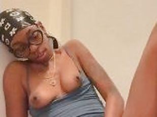 Small Tits Ebony Fucks Herself With Toy