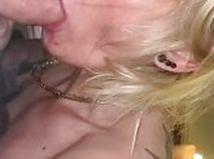 Face fucked a blond slut