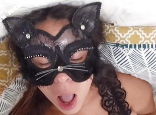 Tiny Latina Kitten takes Rough POV Throat Fuck  then drinks the Cream