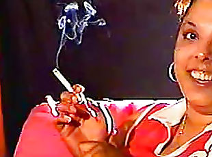 Chubby black girl is a sexy smoker