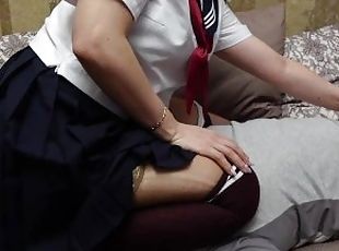 Schoolgirl Femdome Facesitting slave kiss pussy White Knee Socks Feet Foot Fetish