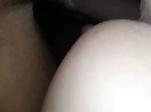 Thick tatted white girl takes big black cock.