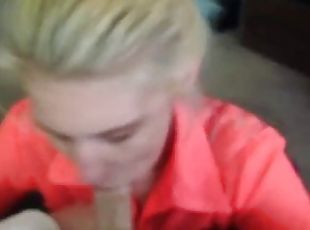 Amanda Woods sucks cock cum shot in mouth Texas/Houston teen slut trash bin