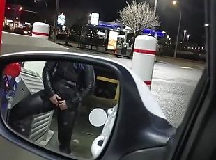 Caught Gf in leather  mastrubating at gas pump in public,and not care.