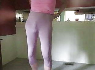 Crossdresser in skin-tight spandex