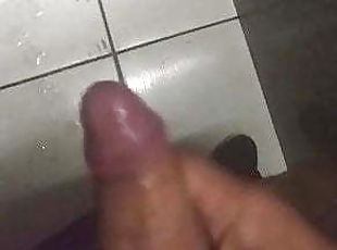 masturbating and cumming in the bathroom of bus station