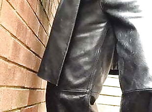 Leather jacking outdoors