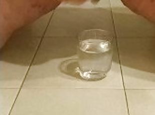 Chubby cum in glass