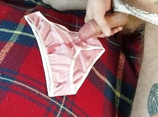 Jerk off and cum on pink panties