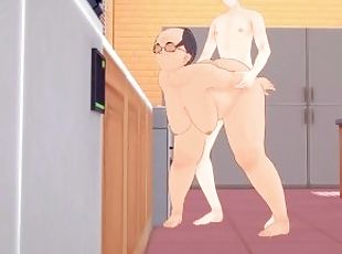 anime gay fucks mature tranny in the kitchen [3d hentai uncensored]