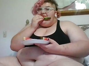 BBW Eats Massive Meal! (lots of burping)