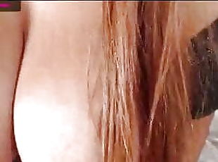 Sexy ass Latina sucking her big tits on webcam