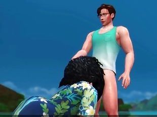 2 Boys Blowjob Outdoor on the Beach - Island Series Ep.1 - 3D Animation The Sims 4