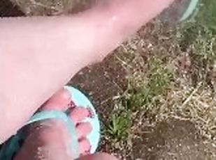 Getting feet wet in flip flops