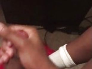 Bbc teen jerks his big black dick until cumshot