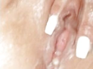 Slut Wife Fingers her NASTY Creamy Pussy after Creampie! Close up ASMR Moaning