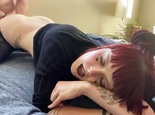 Thicc Goth Teen Rolls Eyes & Moans for Huge Dick
