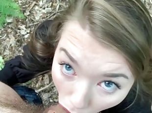British 18 Year Old Olivia Sucking & Swallowing In The Woods