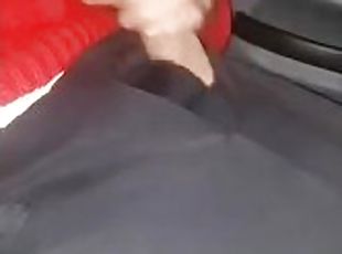Stroking dick in the car