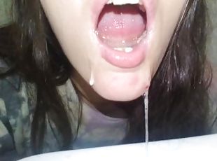 Full Vids @ ManyVids Nasty 420 Spit Fetish Slut Spitting Bathroom Sink Sitting On Toilet Mouthful